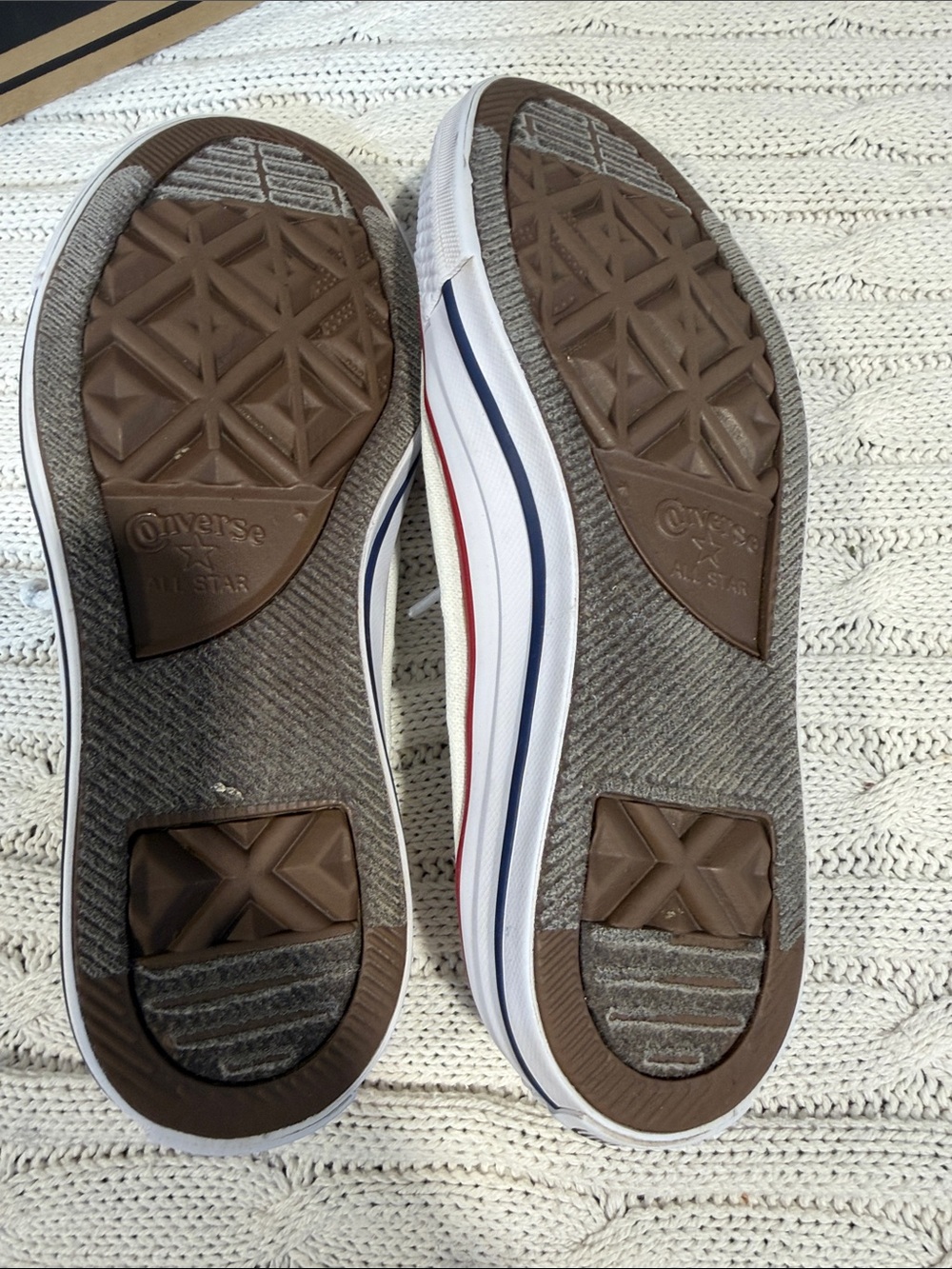 Converse Kids White Canvas Low-Top Sneakers with Red and Blue Trim - Picture 3 of 5